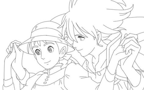 Howls Moving Castle Coloring Pages, Howl's Moving Castle Tattoo, Mononoke Anime, Howls Moving Castle Art, Castle Coloring Page, 하울의 움직이는 성, Castle Tattoo, Castle Drawing, Manga Coloring Book