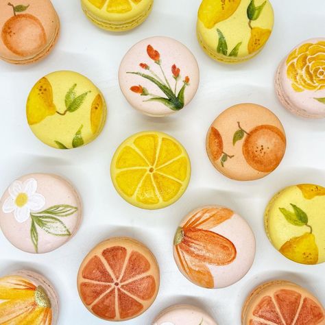 Citrus Macarons, Floral Macarons, Thanks For Thinking Of Me, Macaron Flower, Custom Macarons, Citrus Cake, Fruit Wedding, Lemon Painting, Always A Bridesmaid