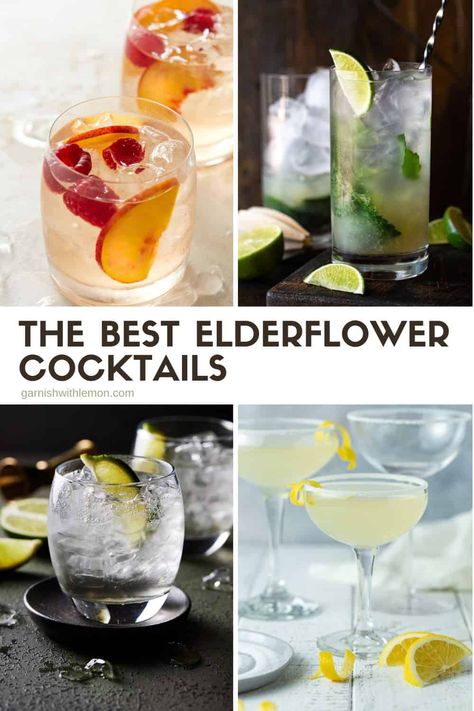 Elderflower Drink, Liqueur Cocktails, Elderflower Recipes, Elderflower Cocktail, Batch Cocktail Recipe, Brandy Cocktails, Prosecco Cocktails, Liqueurs Recipes, Gin Drinks