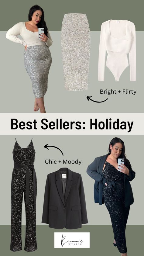 sequin jumpsuit, midsize fashion, holiday outfit, NYE outfit ideas, plus size outfit, sequin skirt, bodysuit