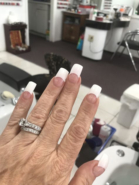 Old School French Tip Nails, Natural Nails French Tip, French Duck Nails, Thick French Tip, Duck Nails Long, Nails Long Natural, Natural Nails French, Mod Nails, Long French Nails