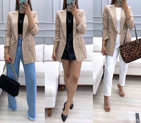 Beige Vest Blazer Outfit, What To Wear With Beige Blazer, Beige Blazer Styling Women, Styling A Beige Blazer, Outfits Con Blazer Elegante, How To Style A Beige Blazer, Outfit With Beige Blazer, Beige Blazer For Work, Look Blazer Nude