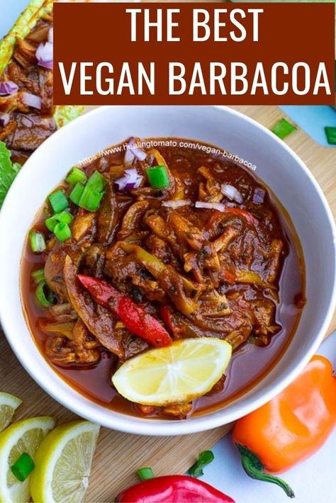 Vegan Jackfruit Barbacoa made with chipotle in adobo sauce #barbacoa #jackfruit #vegan #pressurecooker #comfortfood Vegan Barbacoa Recipes, Jackfruit Bulgogi, Vegan Barbacoa, Jackfruit Barbacoa, Vegan Adobo, Vegan Jackfruit Recipes, Jackfruit Vegan Recipes, Vegan Proteins, Chipotle In Adobo