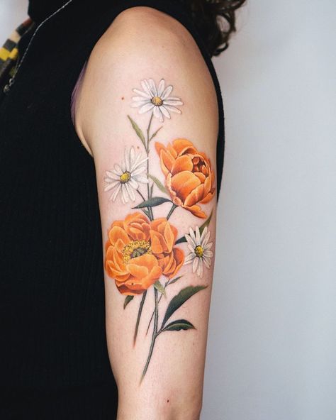 Poppy Sleeve Tattoo, Poppy Half Sleeve Tattoo, Poppy Flower Half Sleeve Tattoo, Arm Poppy Tattoo, Poppy Flower Arm Tattoo, Poppy Tattoo Sleeve, Carnation Flower Tattoo, Daisy Tattoo Designs, Squid Tattoo