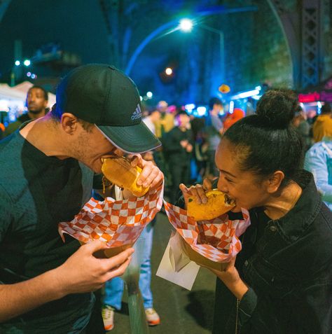 Including the city's first vegan night market! Night Market Food, Brooklyn Night, Photography Moodboard, Puerto Rican Dishes, Nyc Night, Eating At Night, Gourmet Dog Treats, Fao Schwarz, People Food