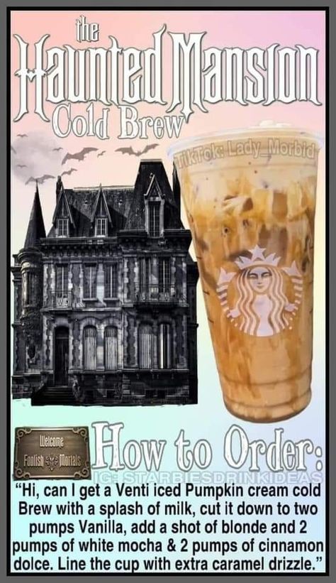 Starbucks Halloween Drinks, Starbucks Drink Menu, Starbucks Secret Menu Recipes, Cold Starbucks Drinks, Starbucks Drinks Diy, Secret Starbucks Recipes, Iced Starbucks Drinks, Disney Drinks, Coffee Recipes Starbucks