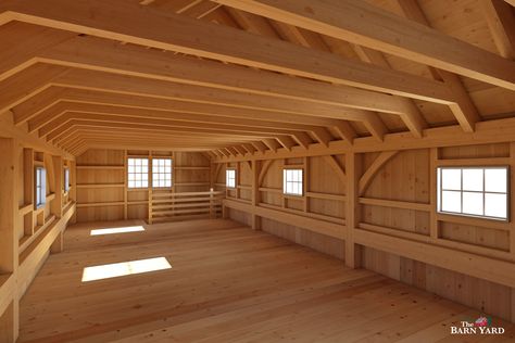 The Hoback Monitor Barn Kit, with its raised center section and double lean-tos, is as functional as it is photogenic. With a historic look, the Hoback Monitor Barn Kit is right at home anywhere in the country, and brings with it the feeling of the Rocky Mountain west. Cabin Home Office, Post And Beam Shed, Post And Beam Cabin, Timber Frame Kits, Wood Shops, Timber Frame Joinery, Gambrel Barn, Timber Frame Design, Backyard Barn