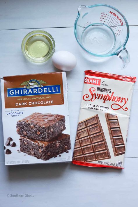 Symphony Brownies • Southern Shelle Symphony Brownies, Ghirardelli Brownie Mix, Brownie Sundae, Dark Chocolate Brownies, Brownie Batter, Brownie Mix, Ice Cream Party, Home Baking, Party Desserts