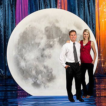 Our Giant Moon Standee is printed to have the look of a realistic full moon. This cardboard prop measures an astounding 7 feet 4 inches high x 7 feet 8 inches wide Full Moon Party, Photo Booth Background, Dance Themes, Moon Party, Moon Wedding, Galaxy Theme, Prom Theme, Cardboard Cutout, Father Daughter Dance