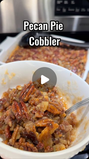 Katie Cross on Instagram: "Pecan Pie Cobbler!! 🦃🍁 Full recipe is on my website!! #easyrecipe #pecanpie #thanksgiving #dessert #holiday #thanksgivingdessert #holidaydessert" Pecan Pie Cobbler In Crockpot, Cooking With Katie Cross Pecan Pie Cobbler, Holiday Food Videos, Crockpot Pecan Pie Cobbler, Katie Cross Recipes, Pecan Pie Cobbler Easy, Crockpot Pecan Pie, Pecan Cobbler Recipe, Amazing Deserts