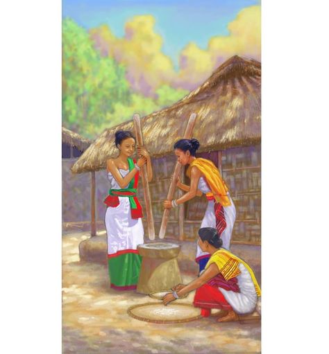 Fine Art Illustration, Pictorial Composition Painting, Assam Culture Art, Class Illustration, Tribe Art, Art Competition Ideas, Animal Outline, Detective Game, Composition Painting