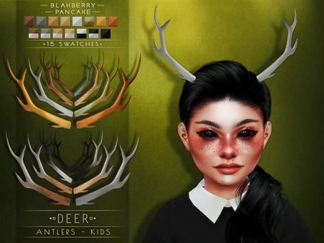 Roli Cannoli CC Findz Corner — blahberry-pancake: ○● DOWNLOAD ●○ - Doe Antlers... Sims 4 Deer Horns, Blahberry Pancake, Deer Makeup, Deer Ears, Sims 4 Challenges, Sims 4 Download, Wolf Ears, Sims 4 Body Mods, Elk Antlers