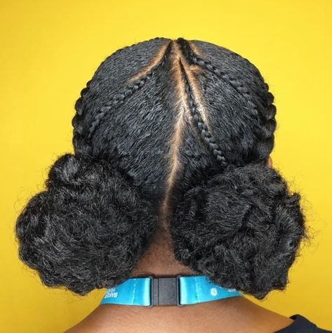 Buns with Braids for Natural Hair Two Cornrow Braids, Edgy Updo, Cornrow Ponytail, Straight Weave Hairstyles, Protective Hairstyles For Natural Hair, Bouffant Hair, Asymmetrical Hairstyles, Shoulder Hair, Braided Bun