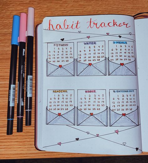 A Valentine's day themed habit tracker! Inspo: Annie's Life A to Z & Amanda Rach Lee! (YT) Super cute for tracking habits in February! (: February Notebook Ideas, February Bujo Habit Tracker, Valentine Bujo Theme, Valentines Mood Tracker, Bujo Themes February, February Bujo Ideas, February Mood Tracker Bullet Journal, February Bulletin Journal Ideas, January Habit Tracker Bullet Journal