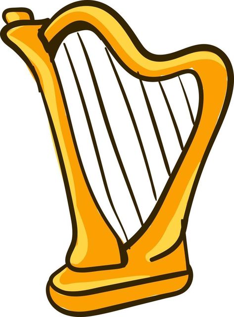 Beautiful harp, illustration, vector on white background. Harp Illustration, Background Background, Illustration Vector, Harp, Vector Graphics, White Background, Vector Free, Clip Art, White