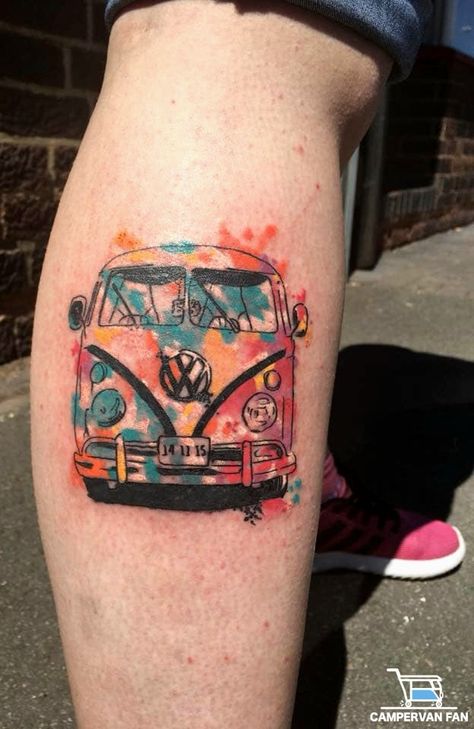 Vw Van Tattoo, Vw Bus Tattoo, Bus Tattoo, Vw Tattoo, Van Tattoo, Hippie Tattoo, Facebook Feed, Hippie Van, Love Tattoos