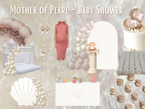 Venus Baby Shower Theme, Pearl Theme Baby Shower Ideas, Pearl Themed Baby Shower Decor, Our Little Pearl Is On The Way, Pearl Baby Shower Theme, A Little Pearl Is On The Way, Birth Of Venus Baby Shower Theme, Pearl Macarons, Pearl Baby Shower Ideas