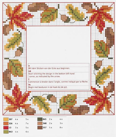 Autumn Cross Stitch Patterns, Fall Cross Stitch, Creeper Minecraft, Nature Cross Stitch, Cross Stitch Bookmarks, Cross Stitch Borders, Cute Cross Stitch, Free Cross Stitch, Cross Stitch Flowers