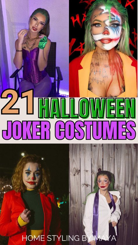 joker halloween costumes female, joker halloween costume women, joker costumes Joker Costume Ideas, Halloween Costumes Women Ideas, Halloween Kostüm Joker, Diy Joker Costume, Female Joker Halloween, Halloween Joker, Halloween Costumes Brunette, Joker Halloween Costume, Costumes For Couples