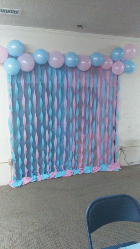 Gender Reveal Ideas For Party Backdrop, Diy Backdrop For Gender Reveal, Gender Reveal Ideas Decorations Outside, Gender Reveal Schedule, Gender Reveal For Party Decoration, Gender Reveal Back Drops Party Ideas, Dollar Tree Gender Reveal Decorations, Diy Gender Reveal Decor, Gender Reveal Diy Decor