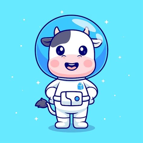 Catalyststuff | Freepik Astronaut Standing, Space Cartoon, Science Icons, Animal Science, Vector Icons Illustration, Cute Cow, Cute Cows, In Space, Icon Illustration