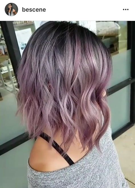 METALLIC MAUVE ▶️ Dark Gunmetal Base to Dimensional Metallic Mauve Balayage. Long bob haircut and color by Me! Using all @schwarzkopfusa & @brazilianbondbuilder #b3. Formula* Base: 5-12,6-12,E-1,0-22,2g 1-1. Mauve: 10-21,9.5-29, 0-11,0-99 all 7vol.  lived in tousled style by @hairbyapes #BESCENE Lilac Hair, Lavender Hair, Hair Color Purple, Hair Color Pink, Hair Shades, Ombre Hair Color, Hair Color And Cut, Hair Coloring, Easy Hair