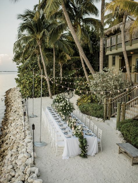 Micro Beach Wedding Reception, Tropical Modern Wedding Decor, Beach Wedding Astethic, Small Wedding Beach, Emerald Green Beach Wedding, Sage Beach Wedding, Beach Micro Wedding, Backyard Beach Wedding, Green Beach Wedding