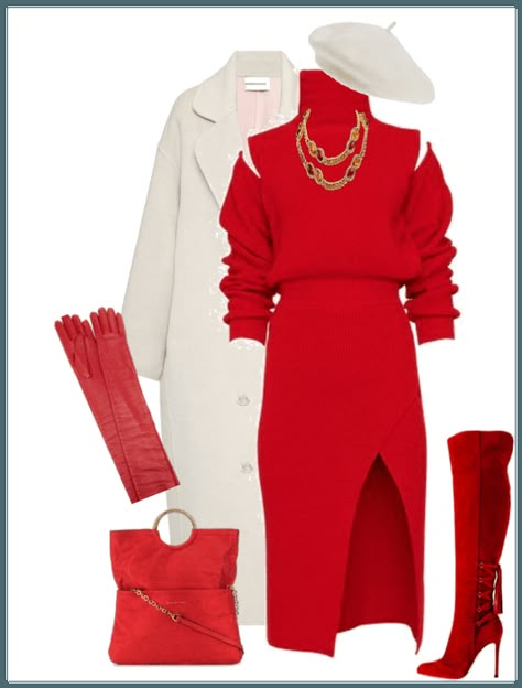 Holiday Season Outfits, Red And White Outfit, J Renee Shoes, Classy Work Outfits, White Coat, Looks Chic, Dressy Outfits, Kpop Fashion Outfits, Fashion Mistakes