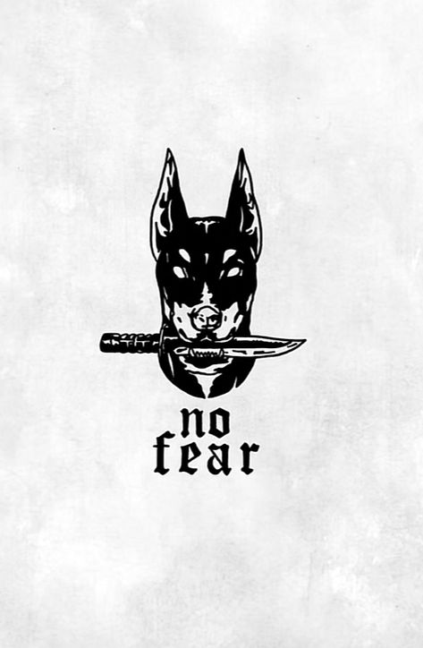 No Fear Tattoo, Vibes Tattoo, Fear Tattoo, Tatoo Dog, Fighter Tattoo, Doberman Tattoo, Gang Tattoos, Tato Minimal, Pitbull Tattoo