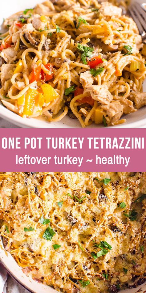 Easy Leftover Turkey Recipes, Turkey Casserole Recipe, Leftover Turkey Casserole, Casserole Healthy, Healthy Family Recipes, Healthy One Pot Meals, Turkey Tetrazzini, Turkey Pasta, Turkey Soup Recipe