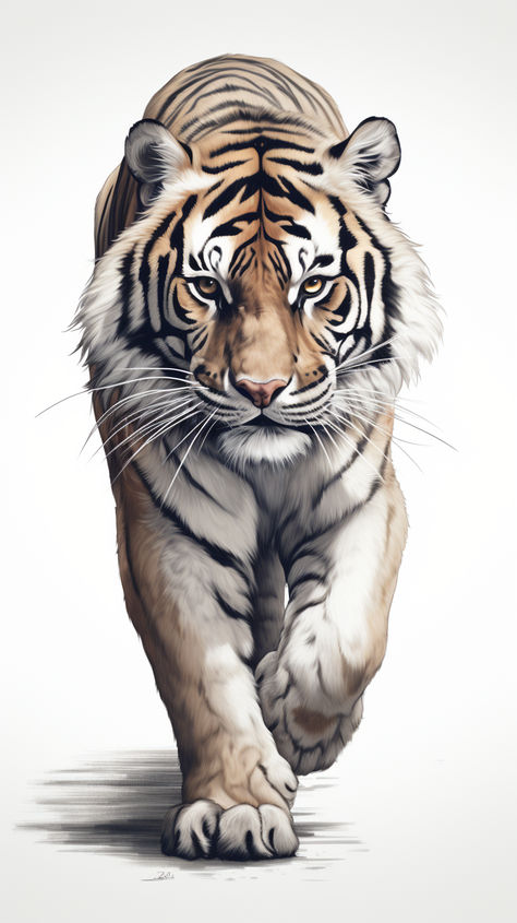 A detailed vector drawing of a tiger, showcasing its strength and beauty. Tiger Looking Up, Tiger Illustration Art, Tiger Drawings, Arte Hippy, Big Cat Species, Eagle Artwork, Cow Tattoo, Wild Animal Wallpaper, Tiger Artwork