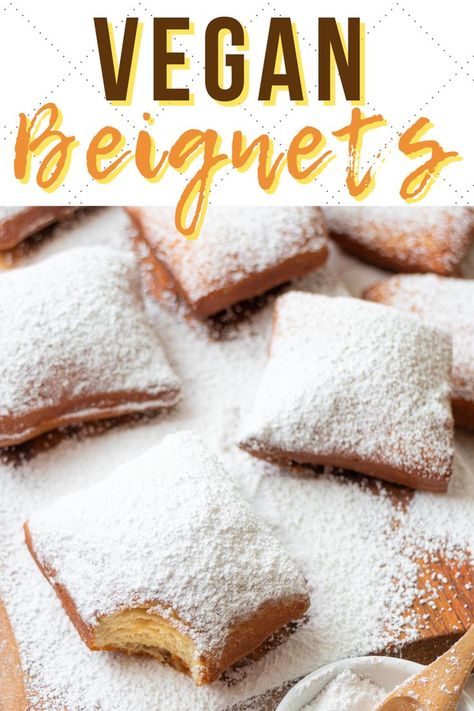 Vegan Beignets, Fried Dough Recipe, Beignet Recipe, Vegan Bread Recipe, Vegan Baking Recipes, Easy Vegan Dessert, Vegan Donuts, Vegan Bakery, Vegan Bread