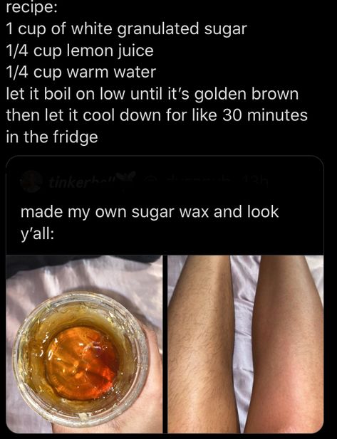 How To Make An Exfoliating Leg Scrub, Waxing Legs At Home, Tips For Waxing Legs At Home, At Home Sugar Waxing, Sugar Wax Recipe No Strips, Diy Hair Wax, Waxing Legs, Sugar Wax Diy, Sugar Wax Recipe