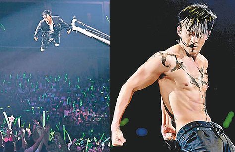 Raymond Lam Suspended 30 Feet in Air for Concert Raymond Lam, Chinese Actors, Asian Celebrities, Hockey Players, Guangzhou, Celebrity News, Boy Bands, Actors, Concert