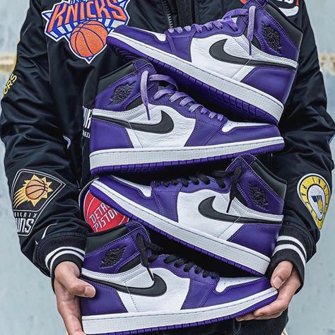 Air Jordan 1 Purple, Jordan 1 High Court Purple, Air Jordan 1 Court Purple, Jordans Men, Women Jordans, Jordans Outfit, Girls Basketball Shoes, Air Jordan 1 Outfit, Outfit Nike