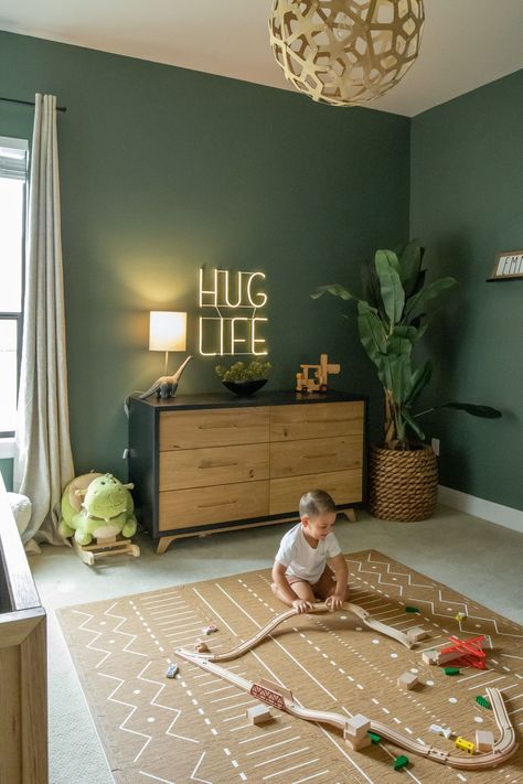 We are so proud of our brand NEW Berber playmat and it’s always so exciting to see them in your homes. Like @Thehouseofemmaline`s beautiful playroom! Are you planning on making any room updates for your little ones this year?​ Don’t forget to sign up to our newsletter for 10% off your first order .​​Featuring Berber playmat in Camel. Dark Green Kids Bedroom, Green Playroom Ideas, Light Green Boys Room, Beautiful Playroom, Woodland Toddler Room, Green Kids Room, Green Playroom, Minimal Bedroom Ideas, Green Boys Room