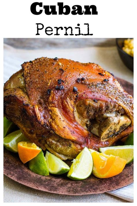 Succulent and juicy Cuban Pernil. Roasted pork shoulder marinated and roasted to perfection! #pernil #Cubanfood Pernil Recipe, Sandwich Cubano, Caribbean Foods, Cuban Pork, Pork Shoulder Recipes, Pork Shoulder Roast, Clam Recipes, Roasted Pork, Gourmet Chef