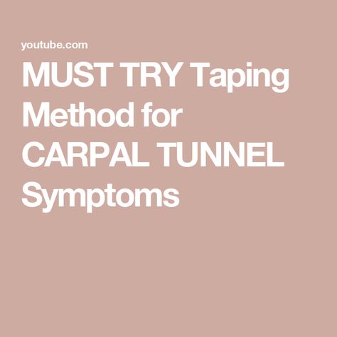 MUST TRY Taping Method for CARPAL TUNNEL Symptoms Carpal Tunnel Symptoms, Carpal Tunnel, Ring Finger, The Ring, Physical Therapy, Physics, The Creator, Ring