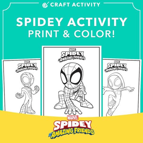 Do your little heroes love Spidey? Print and color these web-tastic activity sheets 🕸️ Disney Coloring Sheets, Spidey And His Amazing Friends, Disney Jr, E Craft, Amazing Friends, Disney Junior, Activity Sheets, Free Coloring Pages, Craft Activities