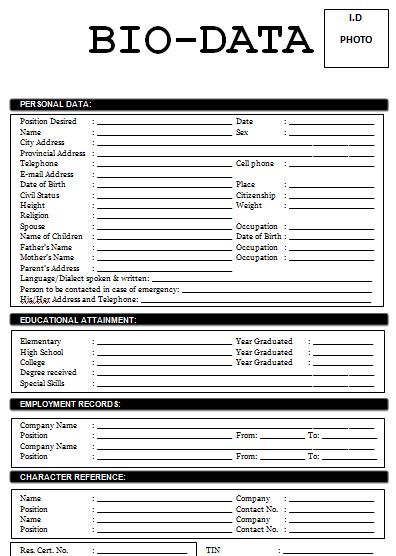 free templates simple biodata form for job career and mariage for download . Find here a collection of 6 examples in word format and pdf format. #biodata #mariage #philippine #contract #form Biodata Fill Up Form, Biodata Format Download Pdf, Biodata Example, Biodata Format Download For Job, Celebrity Billing Format Pdf, Biodata Template, Bio Data Form, Resume Format Free Download, Job Application Sample