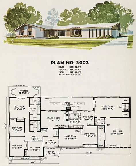 1970s House Plans, Midcentury House Plans, House Plans Ranch, Ranch Style Floor Plans, Ranch House Floor Plans, Vintage Floor Plans, Mid Century Modern House Plans, 1970s House, 1960s House