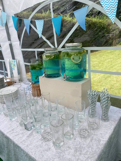 Costal Theme Birthday Party, Blue Slumber Party, Mama Mia Themed Birthday Party Food, Mamma Mia Birthday Party Food, Mama Mia Pool Party, Mama Mia Sweet 16, Mamma Mia Drinks, Mama Mia Bday Party, Mamma Mia Pool Party