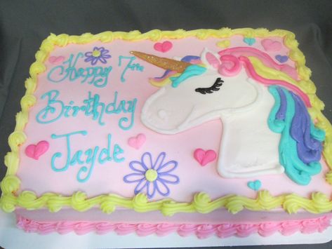 Unicorn Drawing cake! Unicorn Cake Sheet Cakes, Unicorn Birthday Sheet Cake Ideas, Unicorn Rainbow Sheet Cake, Unicorn Cakes Ideas, Unicorn Birthday Cake Sheet, Unicorn Sheet Cake Birthday, Unicorn Sheet Cake Ideas, Rainbow Sheet Cake, Unicorn Sheet Cake