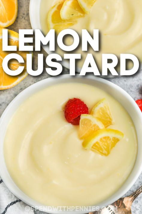 Easy Lemon Custard, Snow Pudding, Lemon Custard Cake, Blueberry Pudding Cake, Blueberry Pudding, Cream Eggs, Homemade Custard, Frozen Lemon, Custard Pudding