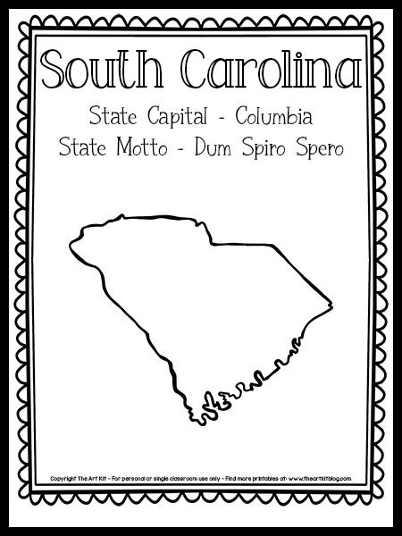 South Carolina Printable Free, South Carolina State Symbols, State Coloring Pages, State Project, Spartanburg South Carolina, Social Studies Unit, Coloring Page Free Printable, The 50 States, State Symbols