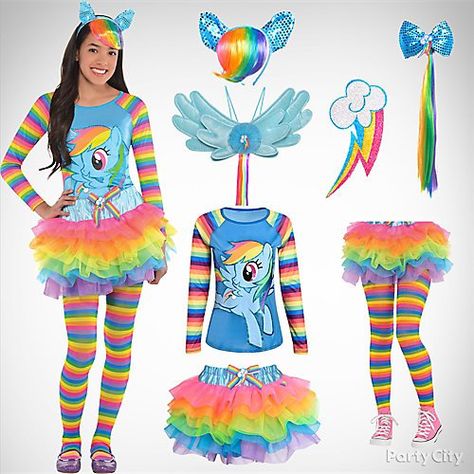 Dash Halloween Costume, Rainbow Dash Halloween Costume, Rainbow Dash Costume, Sew Halloween Costume, Disney Princess Dress Up, Holiday Party Ideas, City Party, Halloween Kids Costumes Girls, Party City Costumes