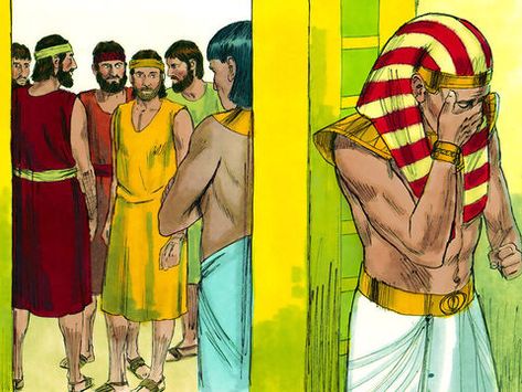 FreeBibleimages :: Joseph reunited with his family :: When his brothers return to Egypt for more grain, Joseph reveals his identity to them (Genesis 43-46) Joseph And His Brothers In Egypt, Joseph Forgives His Brothers, Bible Joseph, Joseph King Of Dreams, Genesis Bible Study, Joseph's Brothers, Joseph In Egypt, Brother Images, Who Is God