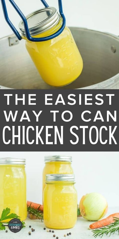 Canning Chicken Broth is an amazing way to preserve this amazing staple of so many homemade recipes. Homemade broth is a very simple, sustainable, and affordable process! Canned Chicken Broth Recipes, Pressure Canning Chicken Broth, Canning Chicken Stock Water Bath, Canning Homemade Chicken Broth, How To Can Chicken Broth, Canning Chicken Broth Water Bath, Canning Broth Water Bath, Canning Broth, Canning Chicken Broth