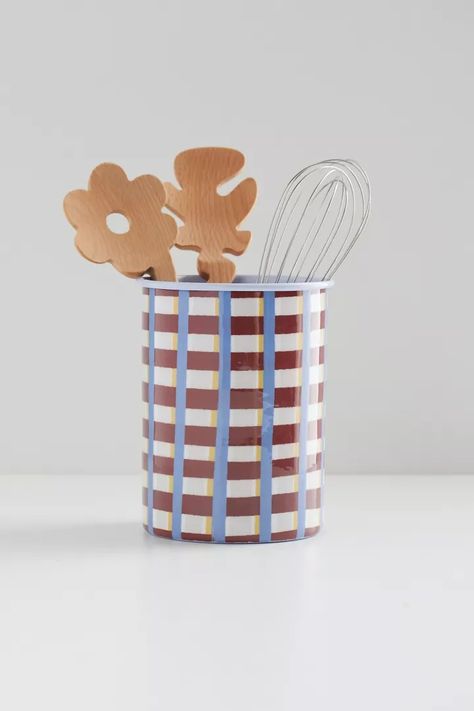 Decal Utensil Holder | Urban Outfitters Foods With Iron, Uo Home, Utensil Holder, Food Safe, Color Coding, Gingham, Countertops, Cleaning Wipes, Urban Outfitters