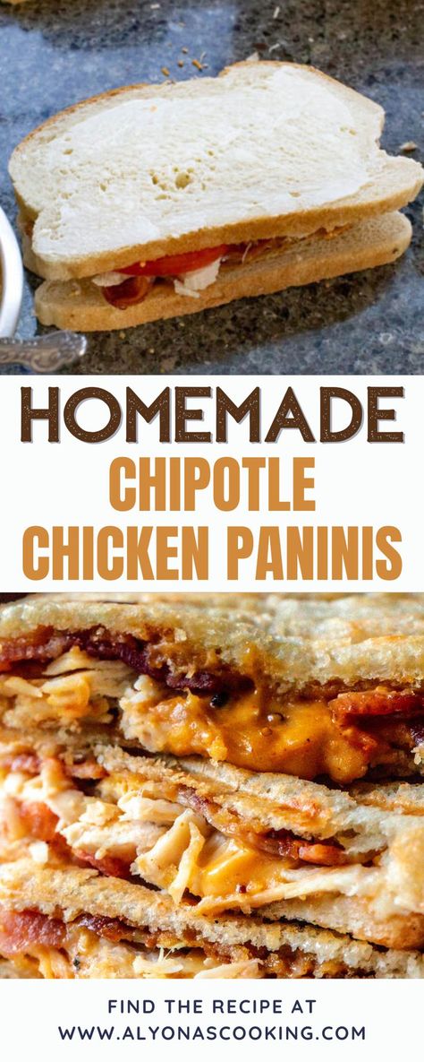 Chipotle Chicken Panini Recipes, Grilled Chicken Panini, Homemade Panini Sandwiches, Grilled Chicken Panini Recipes, Rotisserie Chicken Panini Recipes, Copycat Sandwich, Shredded Chicken Panini, Chicken Panini Ideas, Starbucks Chicken Bacon Panini